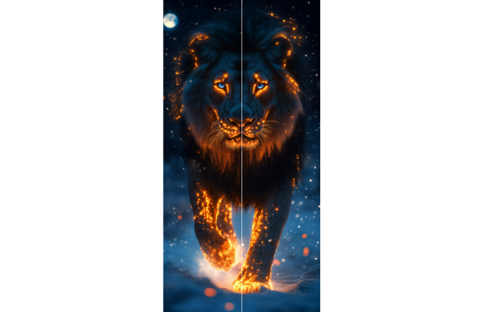 Glowing winter lion