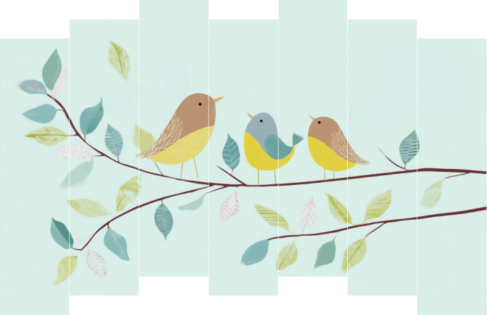 Drie vogels op een tak