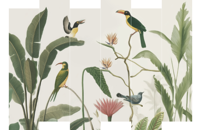 Tropische Vogels en Planten Illustratie