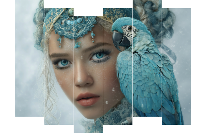 Winterportret vrouw en papegaai
