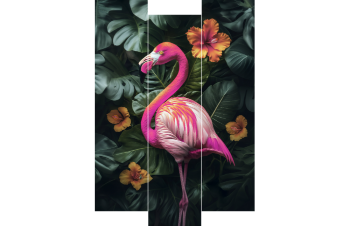 Roze flamingo op een botanische achtergrond