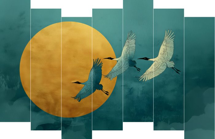 Kraanvogels naar de zon